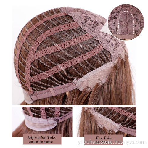 Wholesale Golden and Gray Wig With Bangs Long Straight Synthetic Women's Hair Two-Color Half-Gray Half-Gold Wig Cosplay Party